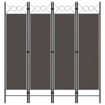 Vidaxl Sobna pregrada s 4 panela antracit 160 x 180 cm