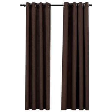 Vidaxl Zavjese za zamračivanje s prstenima 2 kom smeđe-sive 140x225 cm