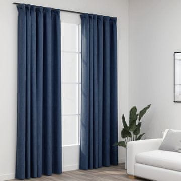 Vidaxl Zavjese s izgledom lana, 2 kom, plave, 140x245 cm