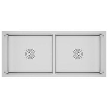 Vidaxl Ručno rađeni kuhinjski sudoper od nehrđajućeg čelika