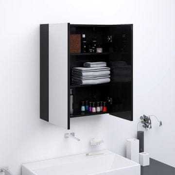 Vidaxl Kupaonski ormarić s ogledalom 60x15x75 cm, MDF, sjajno crni