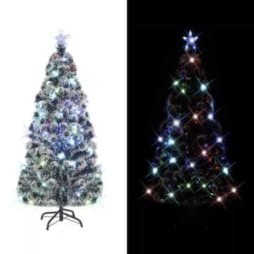 Vidaxl Umjetno božićno drvce s LED diodama i postoljem 180 cm, optičko vlakno