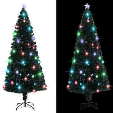 Vidaxl Umjetno božićno drvce s postoljem/LED, 210 cm, optičko vlakno