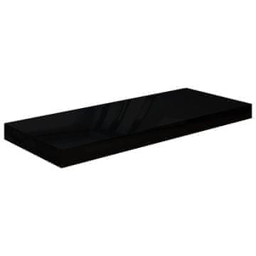 Vidaxl Plutajuća zidna polica visoki sjaj crna 60 x 23,5 x 3,8 cm MDF