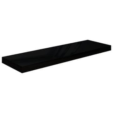 Vidaxl Plutajuća zidna polica visoki sjaj crna 80 x 23,5 x 3,8 cm MDF