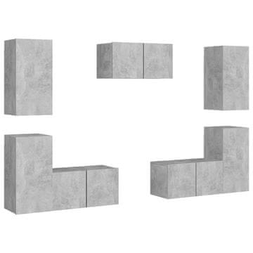 Vidaxl 7-dijelni set TV ormarića siva boja betona konstruirano drvo