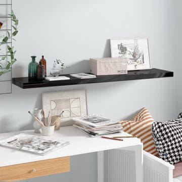 Vidaxl Zidna polica visoki sjaj crna 120x23,5x3,8 cm MDF