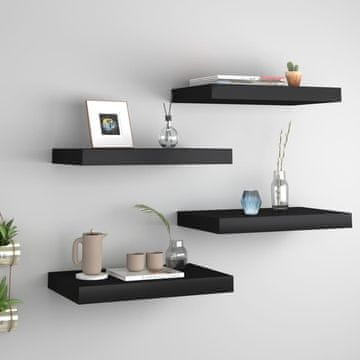 Vidaxl Zidne police, 4 kom, crne, 40 x 23 x 3,8 cm, MDF