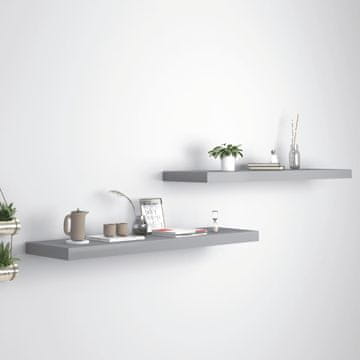 Vidaxl Zidne police, 2 kom, sive, 90 x 23,5 x 3,8 cm, MDF