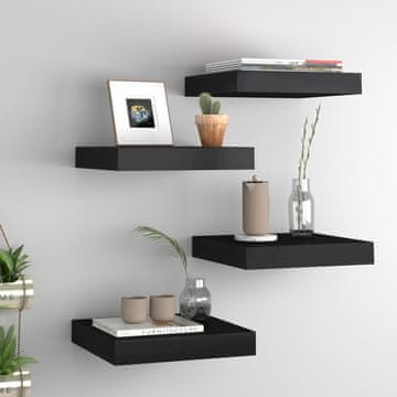 Vidaxl Zidne police, 4 kom, Crne, 23 x 23,5 x 3,8 cm, MDF