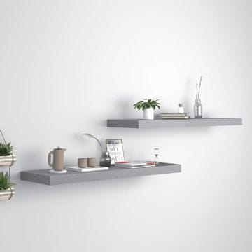 Vidaxl Zidne police, 2 kom, sive, 80 x 23,5 x 3,8 cm, MDF