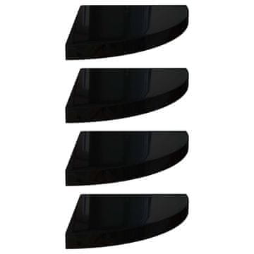 Vidaxl Plutajuće kutne police 4 kom sjajne crne 35 x 35 x 3,8 cm MDF