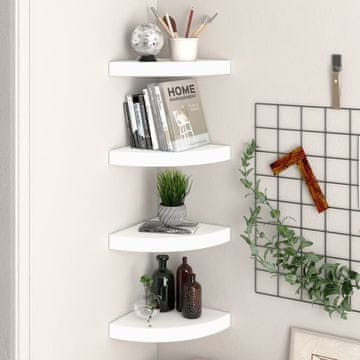 Vidaxl Kutne zidne police, 4 kom, bijele, 25x25x3,8 cm, MDF