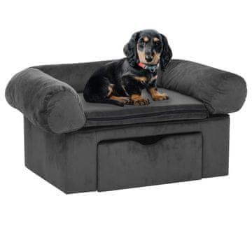 Vidaxl Sofa za pse s ladicom tamnosiva 75x50x38 cm plišana