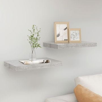 Vidaxl Zidne police, 2 kom, betonsko sive, 40x23x3,8 cm, MDF