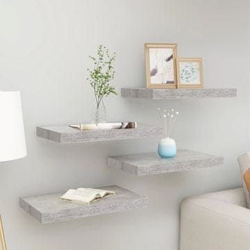 Vidaxl Zidne police, 4 kom, betonsko sive, 40x23x3,8 cm, MDF