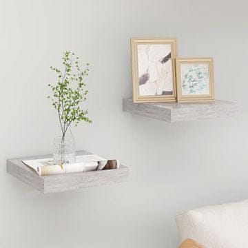 Vidaxl Zidne police, 2 kom, betonsko sive, 23 x 23,5 x 3,8 cm, MDF