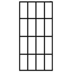 Vidaxl Pregrada za tuš s policom crna 80 x 195 cm s mutnim staklom ESG