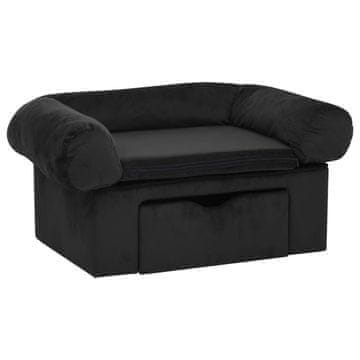 Vidaxl Sofa za pse s ladicom crna 75 x 50 x 38 cm plišana