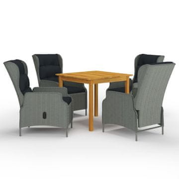 Vidaxl 5-dijelni vrtni blagovaonski set svjetlosivi