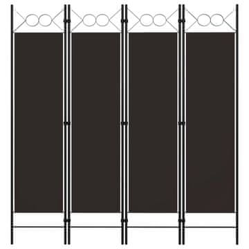 Vidaxl Pregrada za sobu s 4 panela, smeđa, 160 x 180 cm
