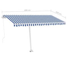 Vidaxl Samostojeća tenda na ručno uvlačenje 400 x 350 cm plavo-bijela