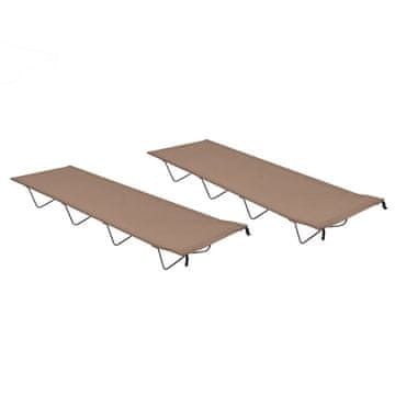 Vidaxl Kreveti za kampiranje 2kom 180x60x19cm tkanina/čelik smeđe-sivi