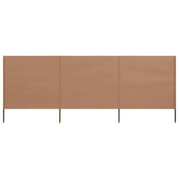 Vidaxl Vjetrobran s 3 panela od tkanine 400 x 160 cm smeđe-sivi