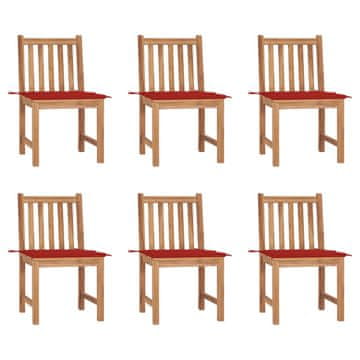 Vidaxl Vrtne stolice s jastucima 6 kom od masivne tikovine