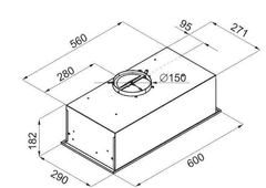 MPM  61-OW-65 Kuhinjska kapuljača, ugrađena, LED svjetla, nehrđajući čelik, crna