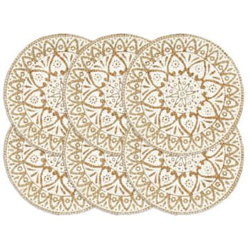 Vidaxl Podmetači 6 kom bijeli 38 cm okrugli od jute