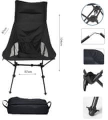 PFC-002 sklopivi stolac za kampiranje ili ribolov, aluminij