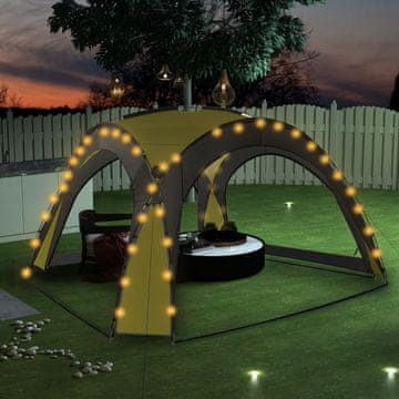 Vidaxl Šator za zabave s LED rasvjetom i 4 strane 3,6x3,6x2,3 m zeleni