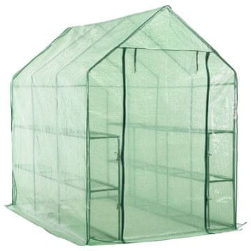 Vidaxl Staklenik s 12 polica čelični 143 x 214 x 196 cm