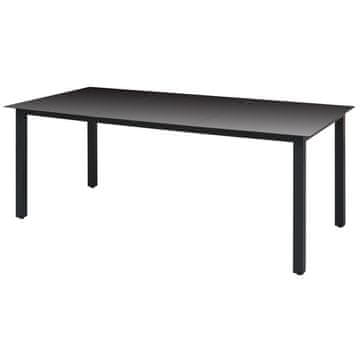 Vidaxl Vrtni stol Crni 190x90x74 cm Aluminij i staklo