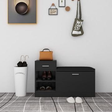 Vidaxl Klupa s prostorom za cipele Crna 94,5x31x57 cm