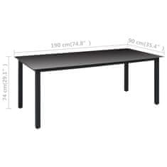 Vidaxl 7-dijelni vrtni blagovaonski set crni