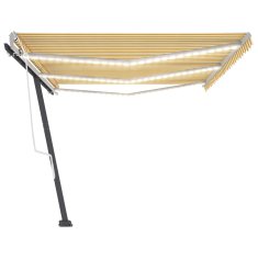 Vidaxl Tenda na ručno uvlačenje s LED svjetlima 600x350 cm žuto-bijela