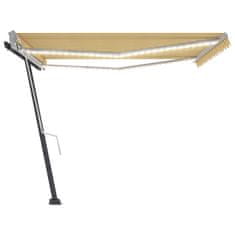 Vidaxl Tenda na ručno uvlačenje s LED svjetlima 450x350 cm žuto-bijela