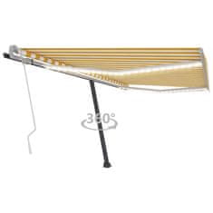 Vidaxl Tenda na ručno uvlačenje s LED svjetlima 450x350 cm žuto-bijela