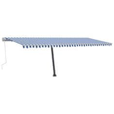 Vidaxl Tenda na ručno uvlačenje s LED svjetlom 600x350 cm plavo-bijela