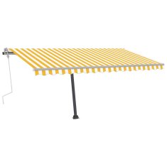 Vidaxl Samostojeća tenda na ručno uvlačenje 400 x 300 cm žuto-bijela