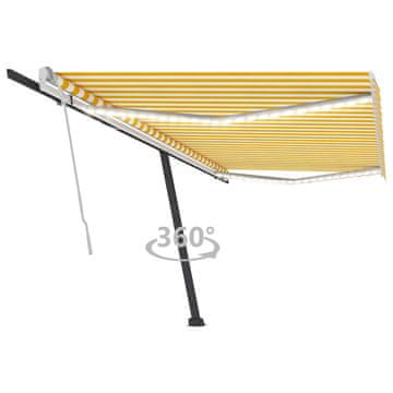 Vidaxl Tenda na ručno uvlačenje s LED svjetlom 500x350 cm žuto-bijela