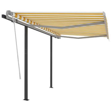 Vidaxl Tenda na ručno uvlačenje sa stupovima 3,5 x 2,5 m žuto-bijela