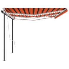 Vidaxl Tenda na ručno uvlačenje LED 6 x 3,5 m narančasto-smeđa