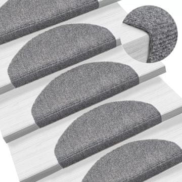 Vidaxl Samoljepljive prostirke za stepenice 15 kom 65x21x4 cm svijetlo sive polukružne velike