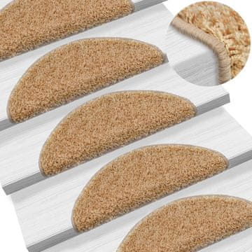 Vidaxl Prostirke za stepenice 15 kom 56x17x3 cm krem poluokrugle