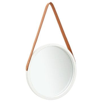 Vidaxl Zidno ogledalo s remenom, 40 cm, bijelo