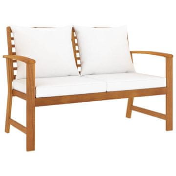 Vidaxl Vrtna klupa, 120 cm, krem jastuci, akacija