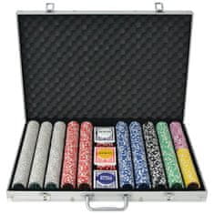 Vidaxl Set za Poker s 1000 Laserskih Žetona Aluminijum